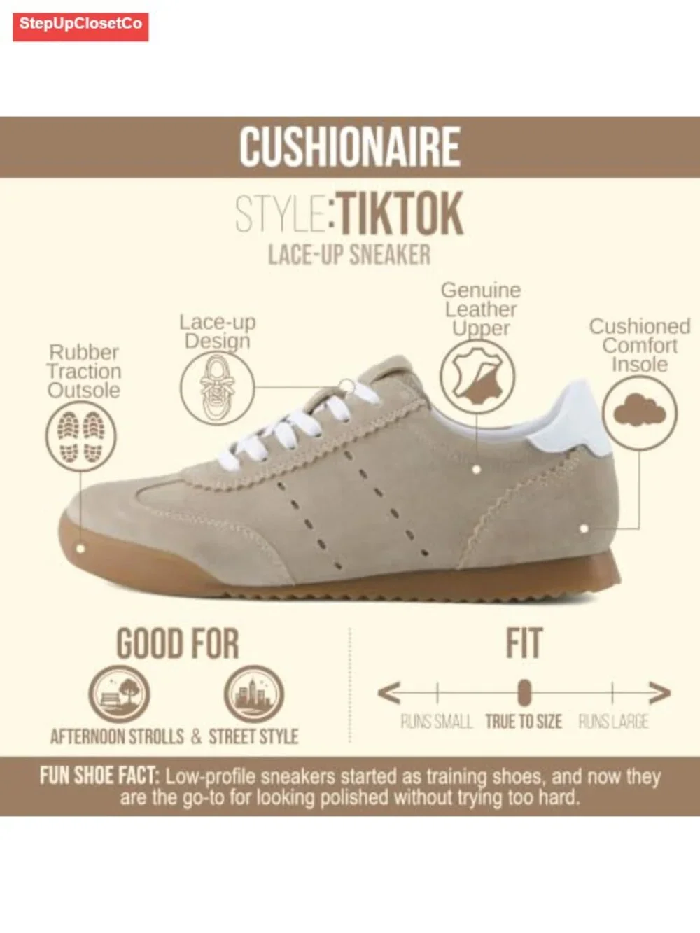 Retro Suede Lace Up Fashion Sneakers with Cushioned Insole & Gum Sole
